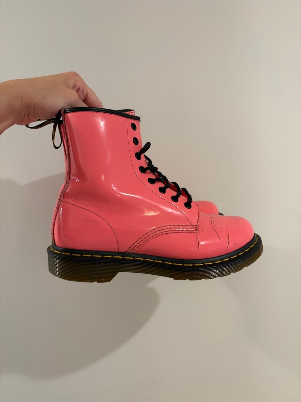 Women’s Pink Lace-Up Combat Boots